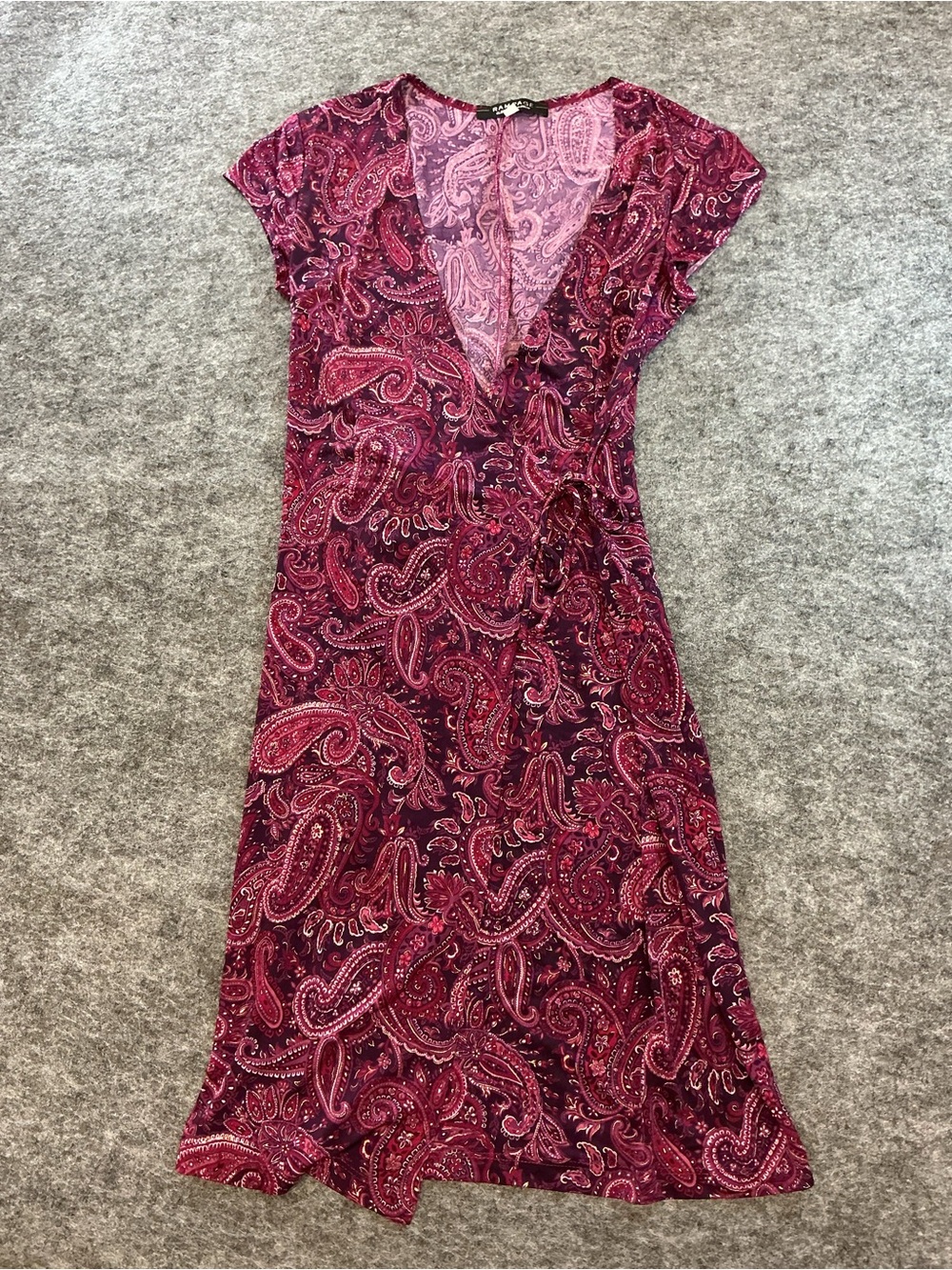 Rampage VINTAGE Y2K Whimseygoth Wrap-Style Paisley Midi Dress in Burgundy Size M